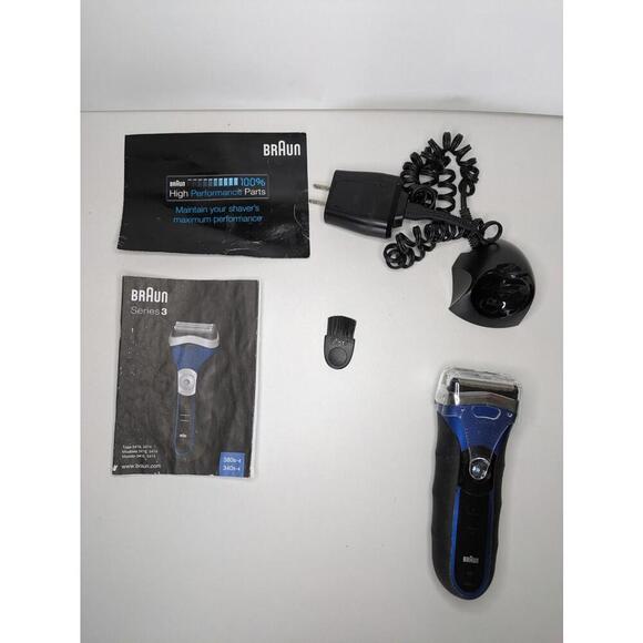 Braun 360 Series 3 Black/Silver Men's Foil Head Rechargeable Electric Shaver - Picture 2 of 7